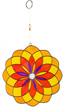 Suncatcher Mandala 1, gelb/rot, 15cm