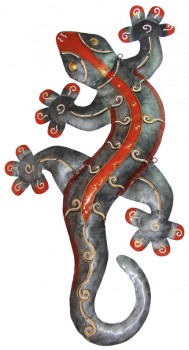 Gecko grau/grn/orange 80cm