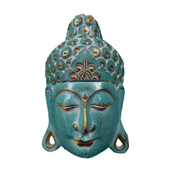 Buddha-Maske mit Gold turquise wash 35cm