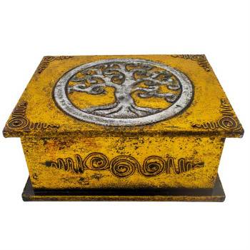 Schatulle 19x15x8, Baum d. Lebens, Gold
