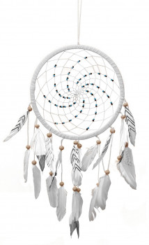 Dreamcatcher mit Perlen 23 cm schwarz/wei