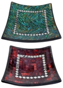 Mosaik-Schale, eckig, 16cm, blau/grn,  VE5