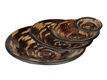 Mosaik-Schale, rund, 15cm, gold,  VE5