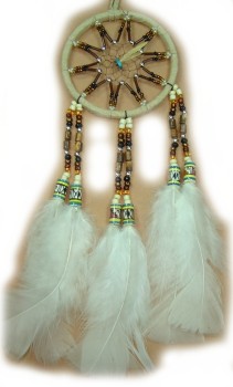 Dreamcatcher 8cm mit Perlen, braun