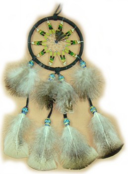 Dreamcatcher 8cm mit Perlen, schwarz