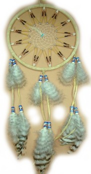 Dreamcatcher 16cm mit Perlen, braun