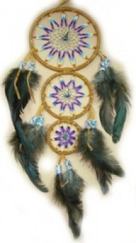 Dreamcatcher 11cm, Perlen, 3-fach, braun