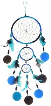 Dreamcatcher Nylon, trkis/schwarz, 12 cm