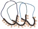 Halskette Muscheln mit Perlen trkis/schwarz, VE5